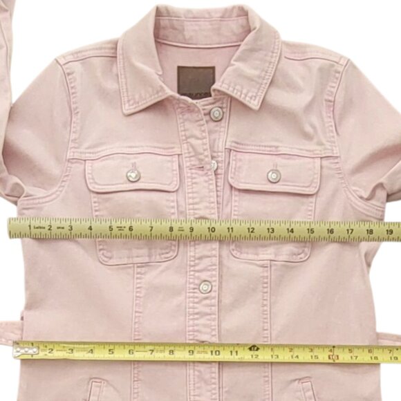 Maurices Pink Denim Belted Trench Cotton Blend Jean Jacket with Pockets NEW - Picture 8 of 14